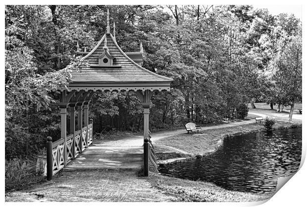 Pagoda bridge at Jackson park pond restored to the original design Print by Ken Oliver