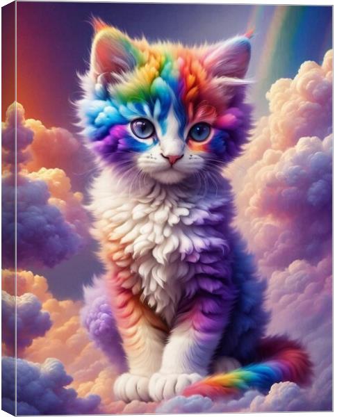 rainbow Kitty  Canvas Print by Paddy P