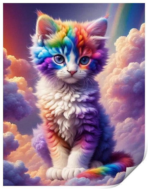 rainbow Kitty  Print by Paddy P