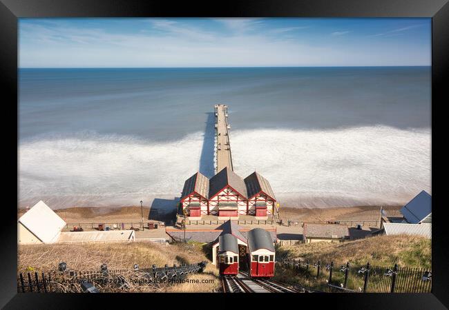 Saltburn-by-the-Sea cliff lift and pier. Framed Print by Andrew Briggs