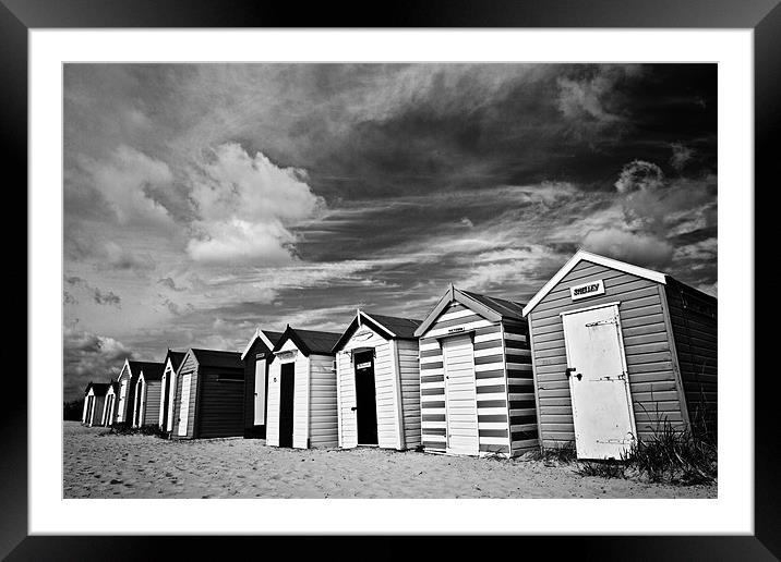 Southwold Beach Huts Mono Framed Mounted Print by Paul Macro