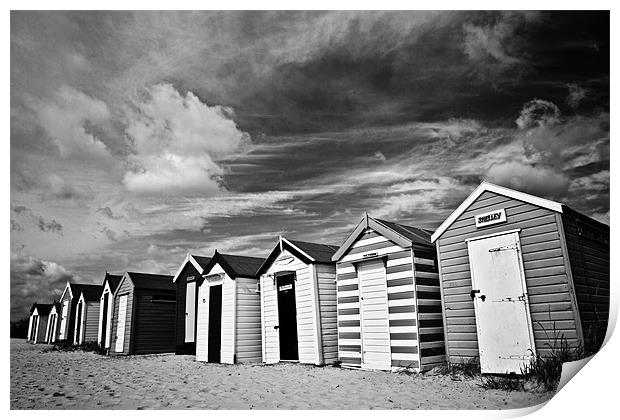 Southwold Beach Huts Mono Print by Paul Macro