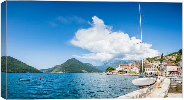 Perast waterfront panorama Canvas Print by Jason Wells
