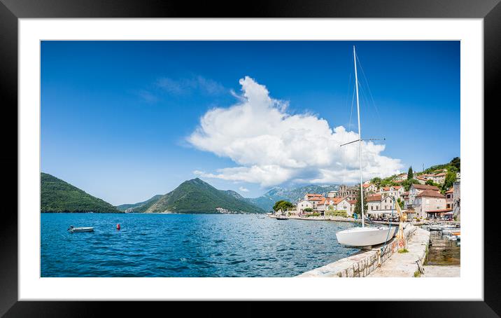 Perast waterfront panorama Framed Mounted Print by Jason Wells