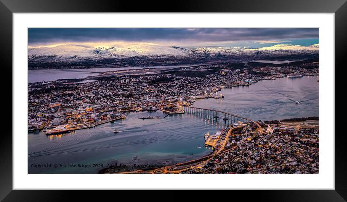 The Arctic city of Tromso in Norway. Framed Mounted Print by Andrew Briggs