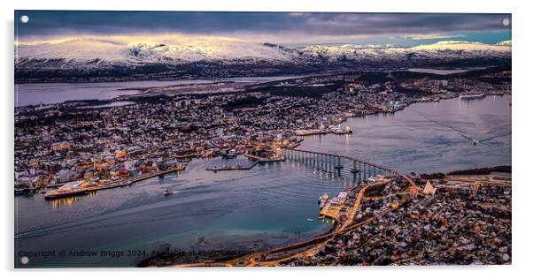 The Arctic city of Tromso in Norway. Acrylic by Andrew Briggs