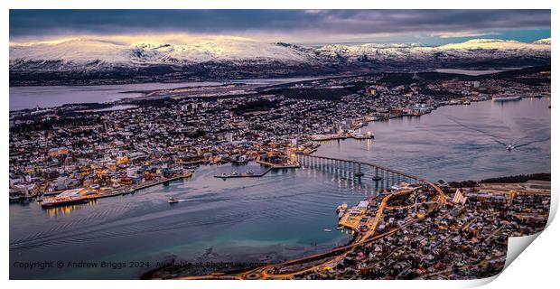 The Arctic city of Tromso in Norway. Print by Andrew Briggs