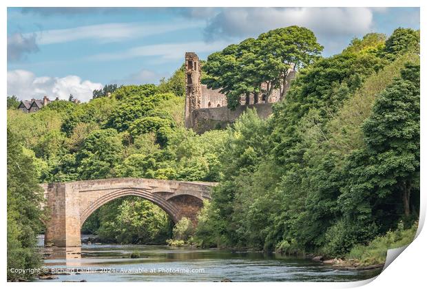 County Bridge and Castle Ruins, Barnard Castle, Teesdale Print by Richard Laidler