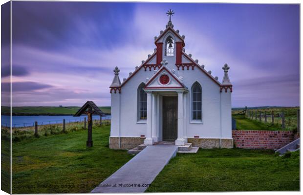 The Italian Chapel on the small island of Lamb Holm, Orkney, Scotland. Canvas Print by Andrew Briggs