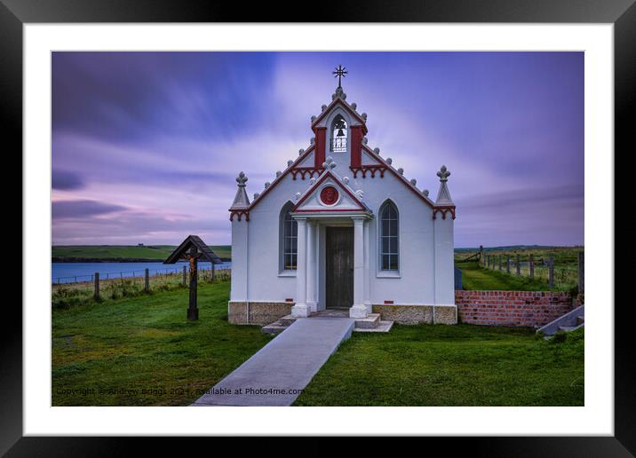 The Italian Chapel on the small island of Lamb Holm, Orkney, Scotland. Framed Mounted Print by Andrew Briggs