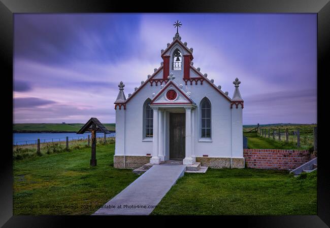 The Italian Chapel on the small island of Lamb Holm, Orkney, Scotland. Framed Print by Andrew Briggs