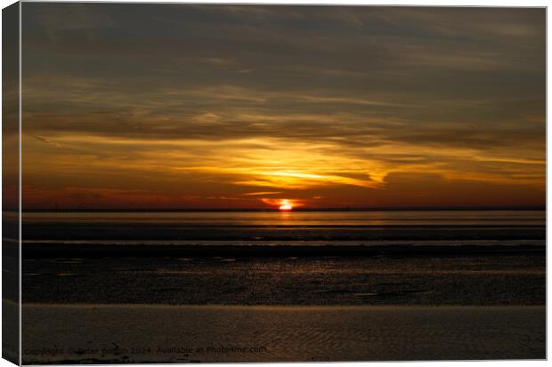 Sunrise, From the Garrison at Shoeburyness, Thames estuary, Essex Canvas Print by Peter Bolton