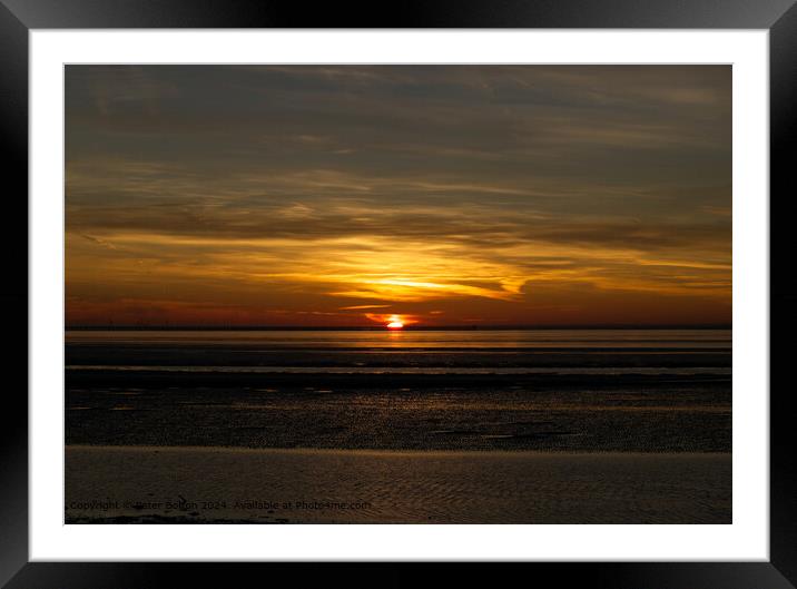 Sunrise, From the Garrison at Shoeburyness, Thames estuary, Essex Framed Mounted Print by Peter Bolton