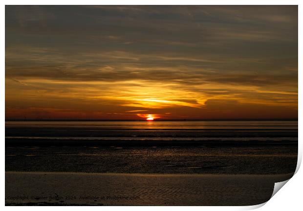 Sunrise, From the Garrison at Shoeburyness, Thames estuary, Essex Print by Peter Bolton