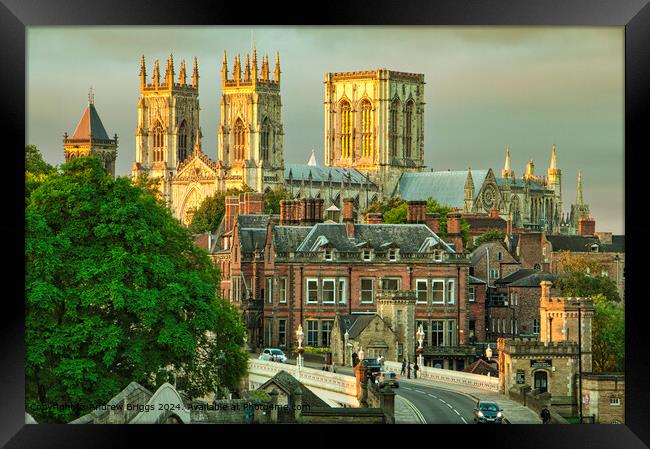 The ancient city of York and York Minster. Framed Print by Andrew Briggs