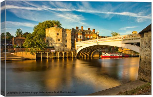 The River Ouse and Lendal Bridge in York, England. Canvas Print by Andrew Briggs