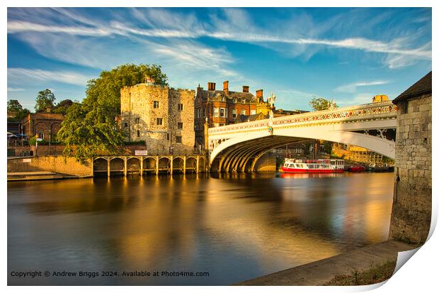 The River Ouse and Lendal Bridge in York, England. Print by Andrew Briggs