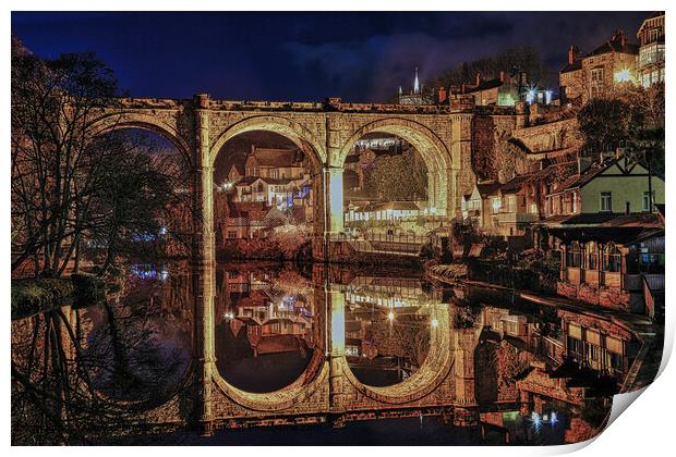 Knaresborough Railway Viaduct and the River Nidd in Yorkshire, England. Print by Andrew Briggs