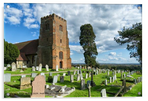 Parish Church of St. Margaret, Downham, Essex. Acrylic by Peter Bolton