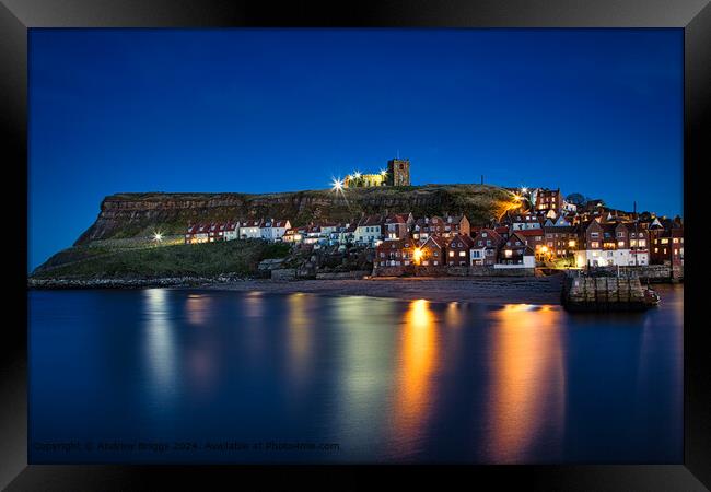 Whitby by night. Framed Print by Andrew Briggs