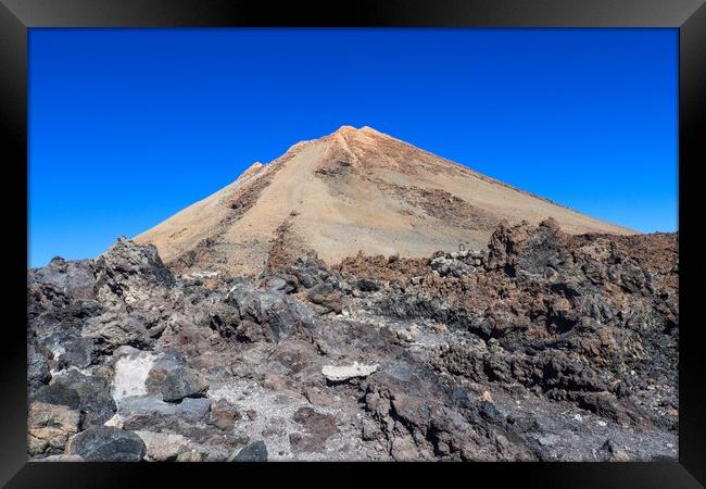 View of the impressive Mount Theide on Tenerife in its rocky surroundings. Framed Print by Michael Piepgras