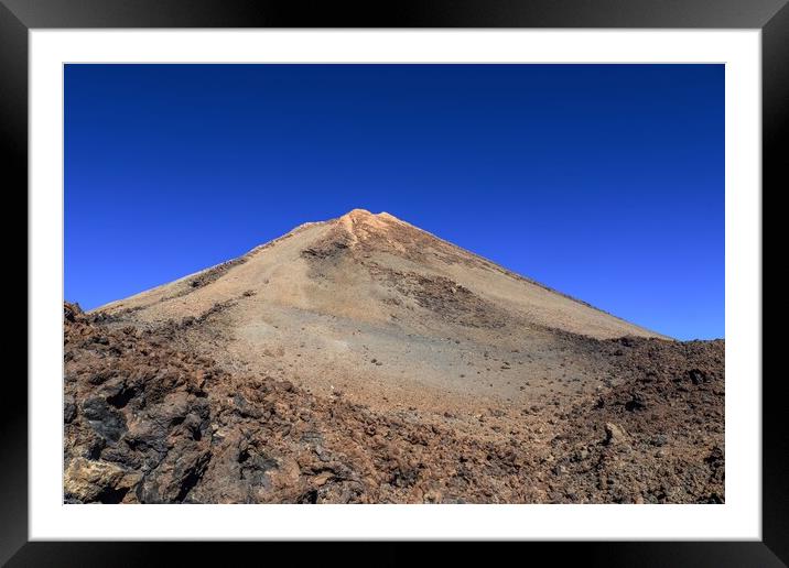 View of the impressive Mount Theide on Tenerife in its rocky surroundings. Framed Mounted Print by Michael Piepgras
