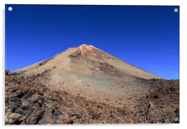 View of the impressive Mount Theide on Tenerife in its rocky surroundings. Acrylic by Michael Piepgras