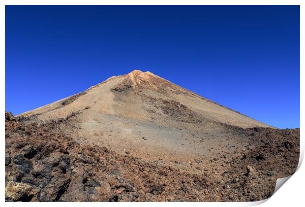 View of the impressive Mount Theide on Tenerife in its rocky surroundings. Print by Michael Piepgras
