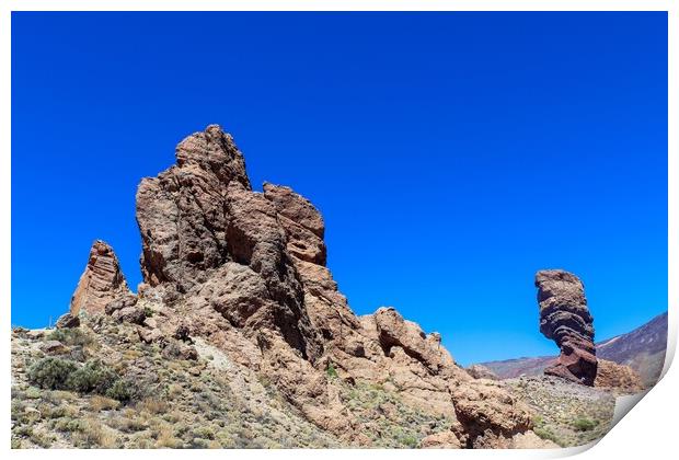The majestic Roques de Garcia rocks on Tenerife on a beautiful sunny day. Print by Michael Piepgras