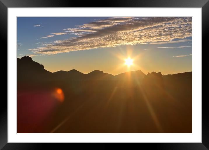 A dreamlike sunset at the famous rock formations of Roques de Garcia on Tenerife. Framed Mounted Print by Michael Piepgras