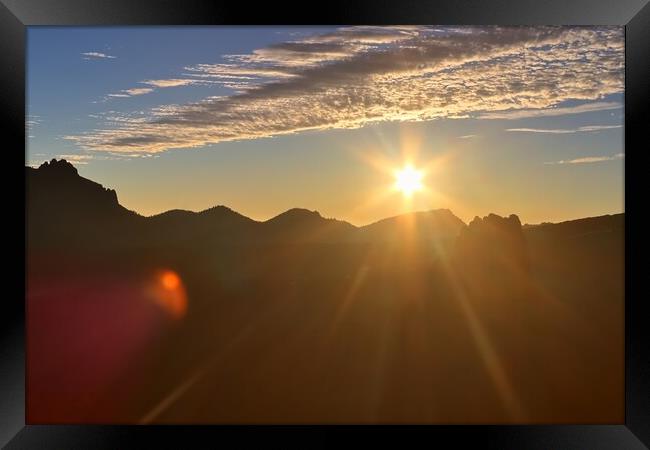 A dreamlike sunset at the famous rock formations of Roques de Garcia on Tenerife. Framed Print by Michael Piepgras