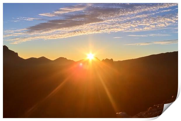 A dreamlike sunset at the famous rock formations of Roques de Garcia on Tenerife. Print by Michael Piepgras