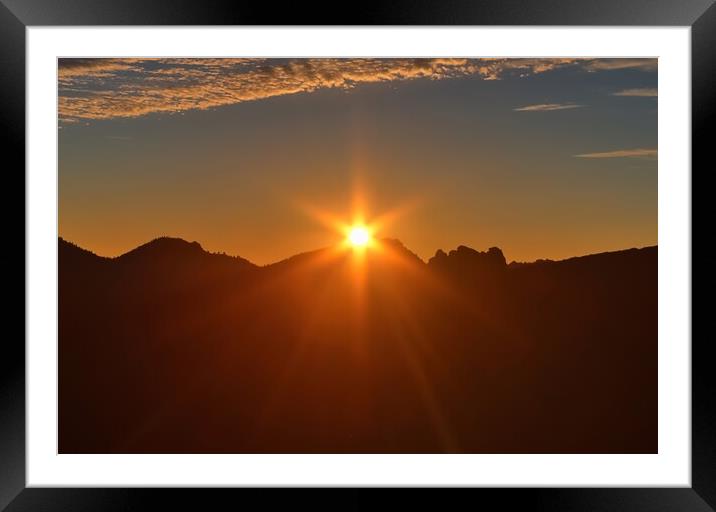 A dreamlike sunset at the famous rock formations of Roques de Garcia on Tenerife. Framed Mounted Print by Michael Piepgras