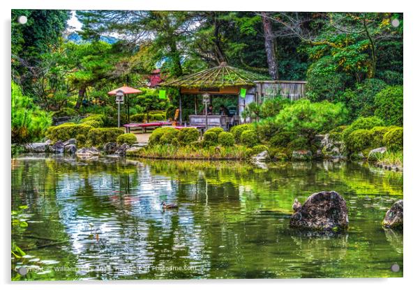 Teahouse Water Reflection Garden Heian Shinto Shrine Kyoto Japan Acrylic by William Perry