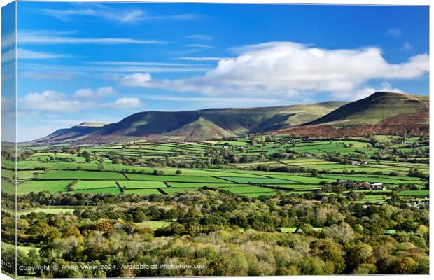 Black Mountains in Late Autumn. Canvas Print by Philip Veale