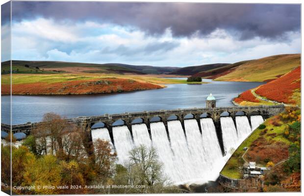 Craig-Goch Dam aka. Top Dam as an autumn storm app Canvas Print by Philip Veale
