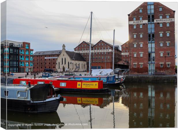 Reflections in the docks Canvas Print by Martin fenton
