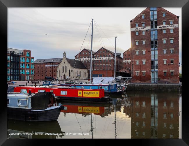 Reflections in the docks Framed Print by Martin fenton