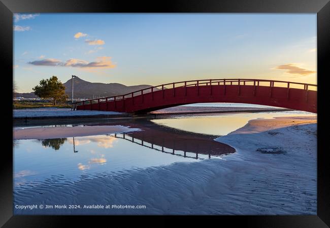 Bridge at Alcudia beach, Majorca Framed Print by Jim Monk