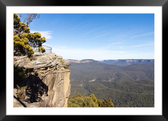 Lookout point over the stunning blue mountains Framed Mounted Print by Kevin Hellon