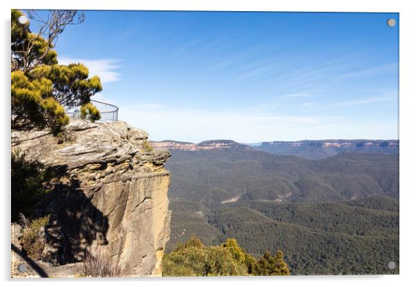 Lookout point over the stunning blue mountains Acrylic by Kevin Hellon
