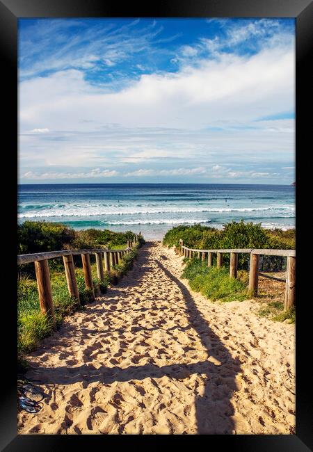 Pathway to beach Framed Print by Kevin Hellon