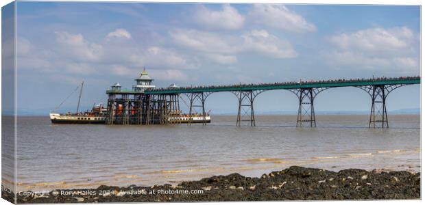 PS Waverley at Clevedon Pier with passengers waiting to board Canvas Print by Rory Hailes