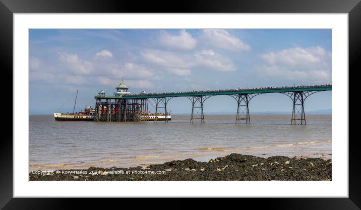 PS Waverley at Clevedon Pier with passengers waiting to board Framed Mounted Print by Rory Hailes