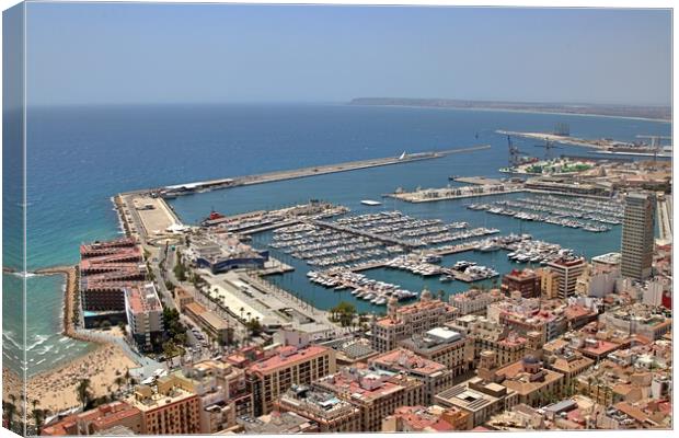 The marina in Alicante from an elevated viewpoint Canvas Print by Antony Robinson