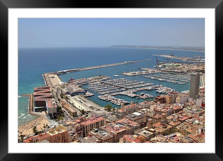 The marina in Alicante from an elevated viewpoint Framed Mounted Print by Antony Robinson