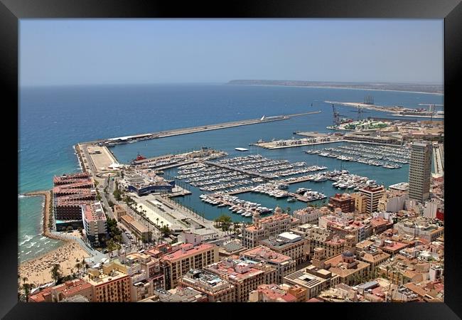 The marina in Alicante from an elevated viewpoint Framed Print by Antony Robinson