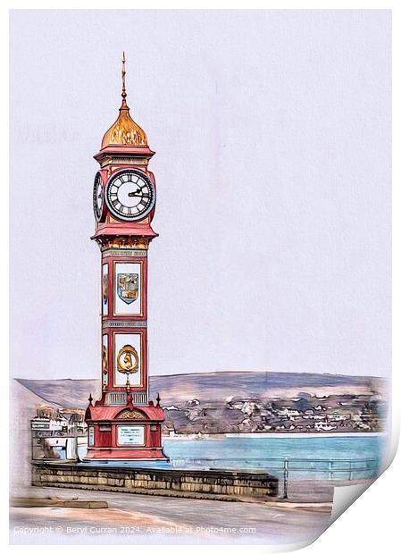The jubilee Clock Tower Weymouth  Print by Beryl Curran