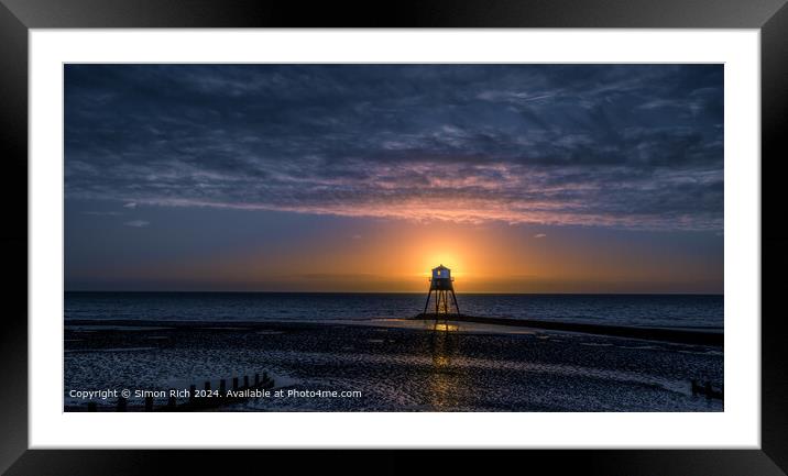 Sunrise behind Dovercourt Lighthouse  Framed Mounted Print by Simon Rich