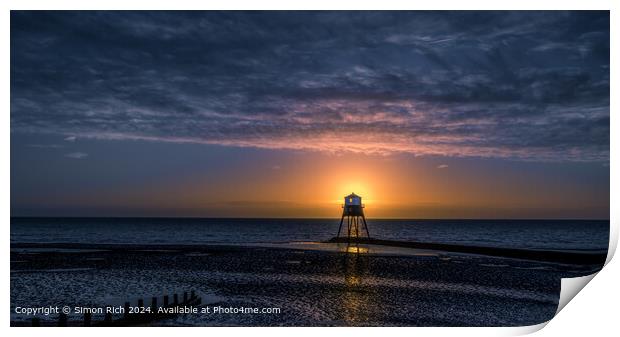Sunrise behind Dovercourt Lighthouse  Print by Simon Rich